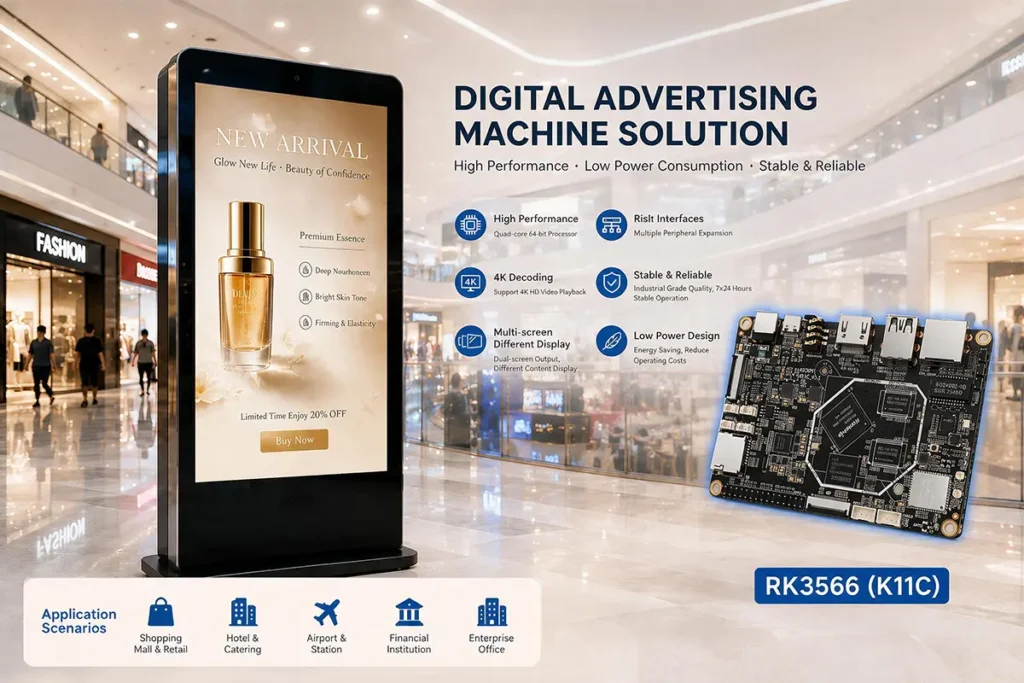 RK3566 Android digital signage board for commercial display applications